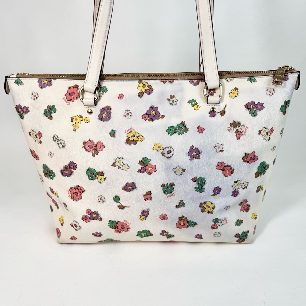 Coach Gallery Tote With Spaced Floral Field Print Chalk CA618 - Picture 2 of 12